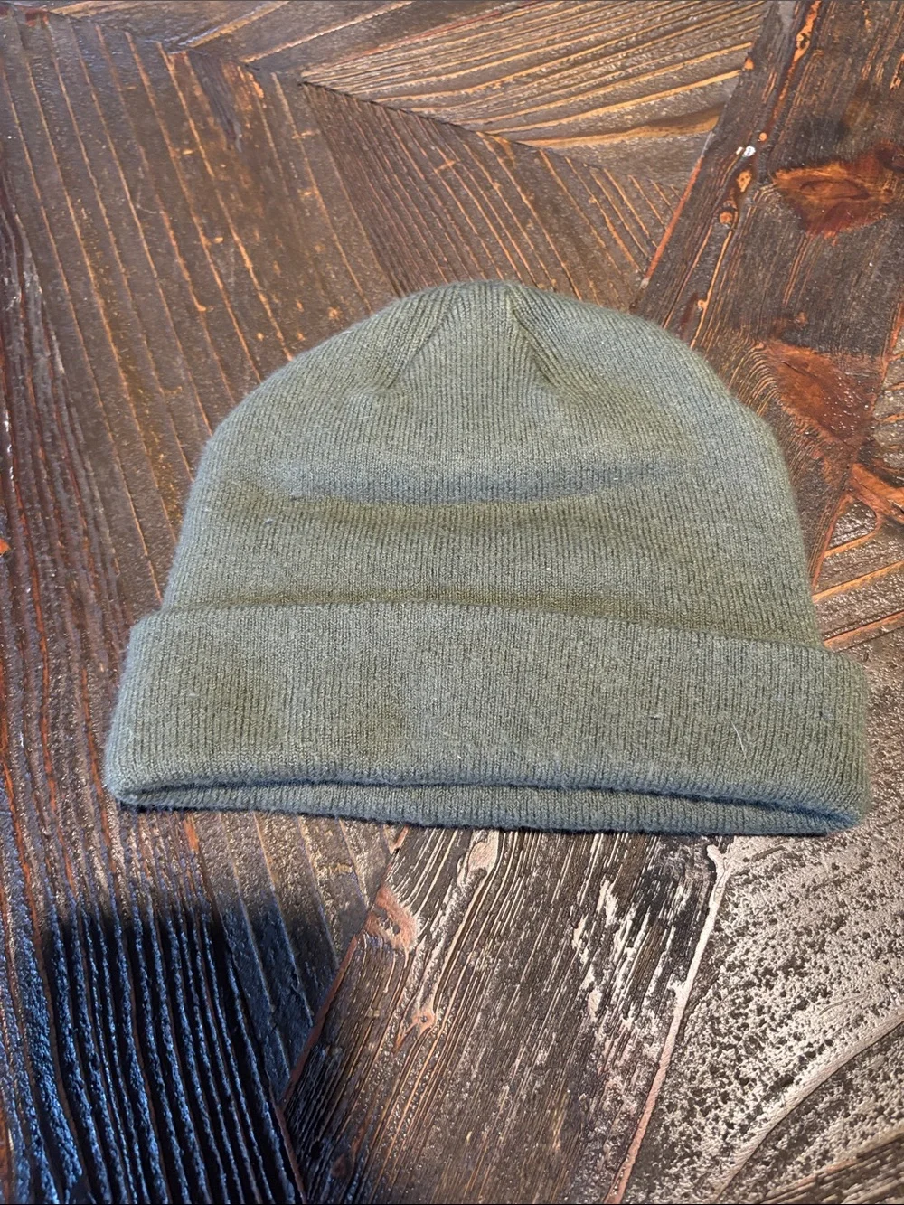 Vans Olive Knit Cuffed Beanie with Logo Patch